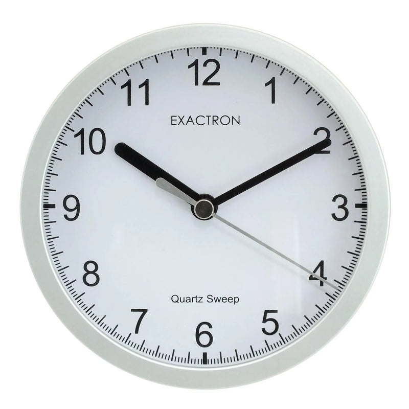 5" Quartz Clock Round Silver Desk Table Wall Mounted Silent Sweep Home Office - tooltime.co.uk
