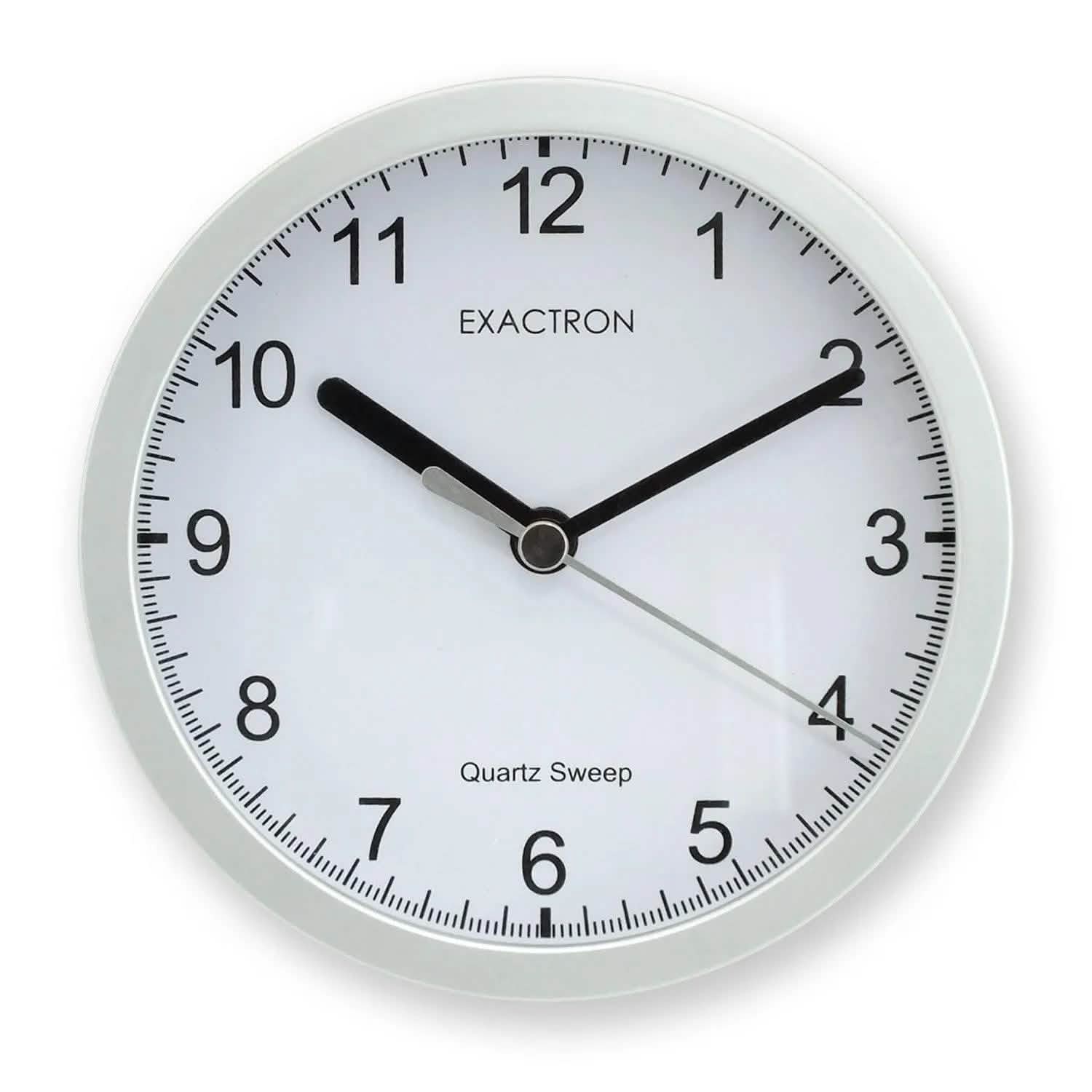 5" Quartz Clock Round Silver Desk Table Wall Mounted Silent Sweep Home Office - tooltime.co.uk