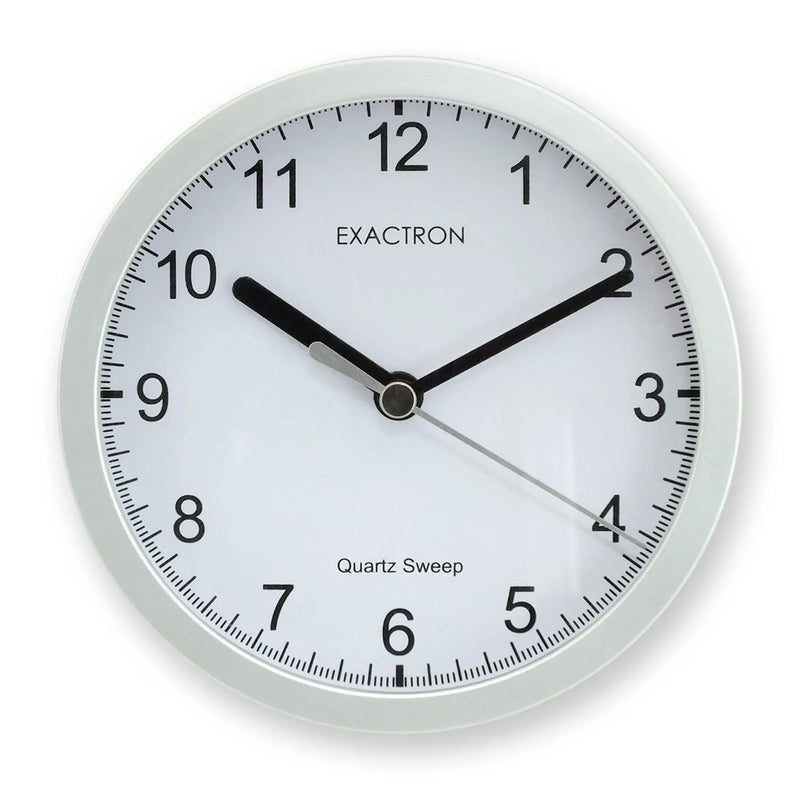 5" Quartz Clock Round Silver Desk Table Wall Mounted Silent Sweep Home Office - tooltime.co.uk