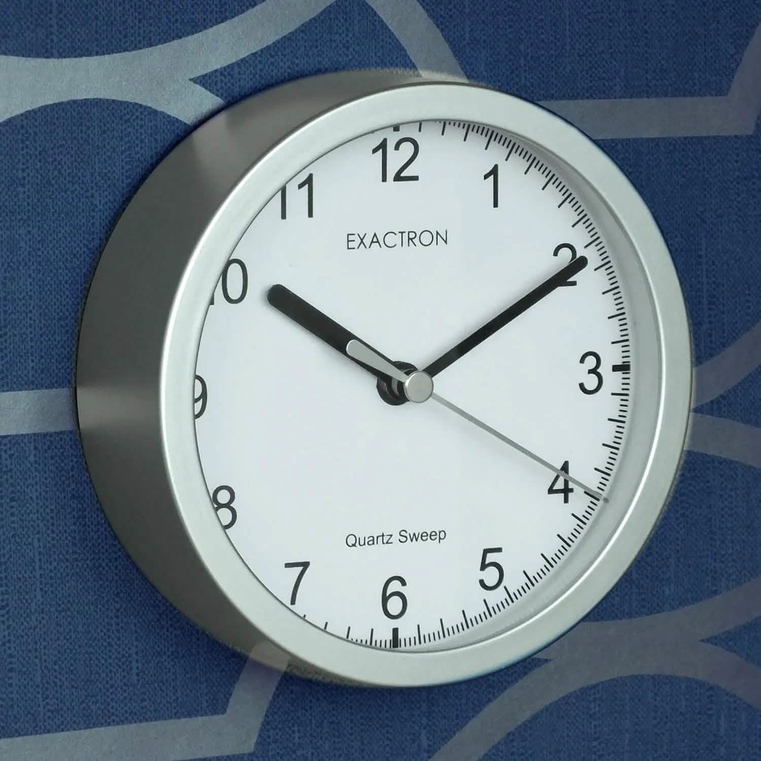 5" Quartz Clock Round Silver Desk Table Wall Mounted Silent Sweep Home Office - tooltime.co.uk