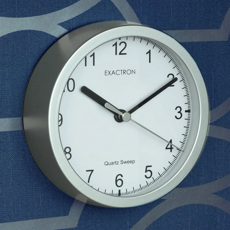 5" Quartz Clock Round Silver Desk Table Wall Mounted Silent Sweep Home Office - tooltime.co.uk