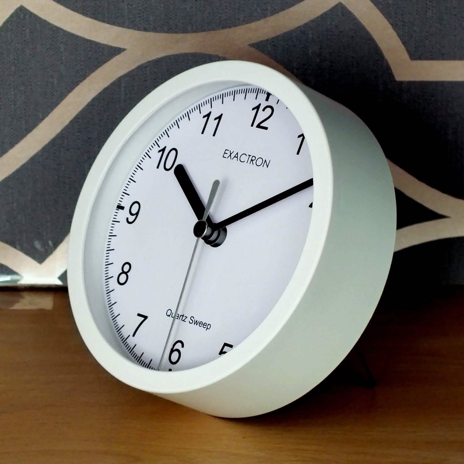 5" Quartz Clock Round White Desk Table Wall Mounted Silent Sweep Home Office - tooltime.co.uk