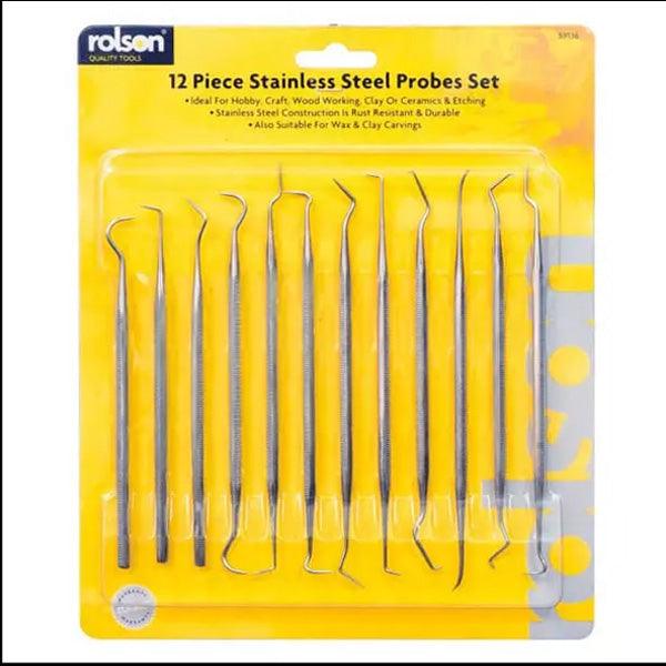 12Pc Stainless Steel Probe Set Wax Carver Set Clay Soap Carving Craft Art Hobby