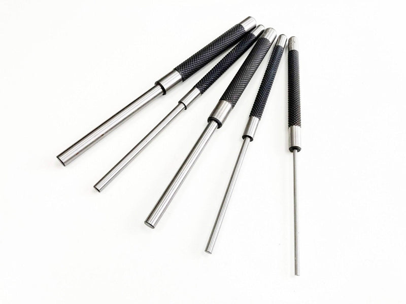 5Pc Parallel Pin Punch Set Hardened Steel With Knurled Handle - tooltime.co.uk