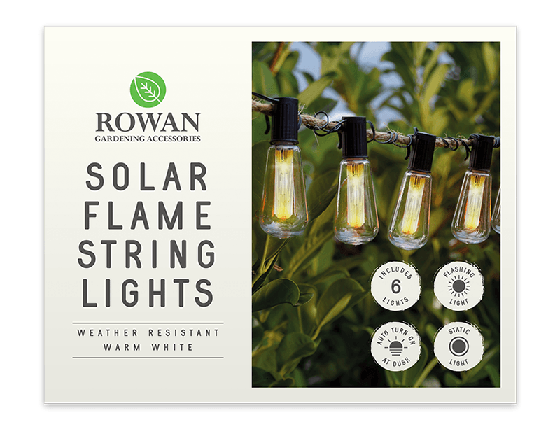 6 Solar String Lights Warm White Hanging Vintage Flickering Flame Festoon Bulb - tooltime.co.uk
