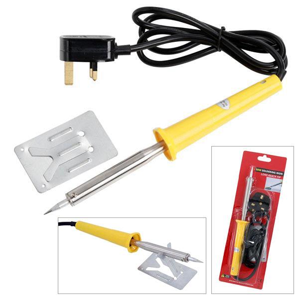 60W MAINS POWERED ELECTRIC SOLDERING IRON POINTED NEEDLE SOLDER TIP & STAND - tooltime.co.uk
