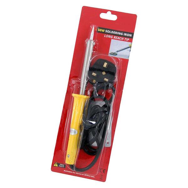 60W MAINS POWERED ELECTRIC SOLDERING IRON POINTED NEEDLE SOLDER TIP & STAND - tooltime.co.uk