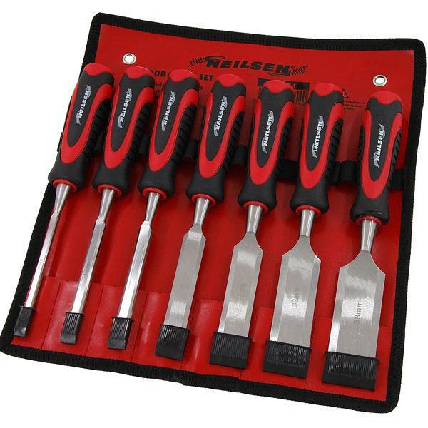 7 Piece Wood Chisel Set with Tool Storage Roll - tooltime.co.uk