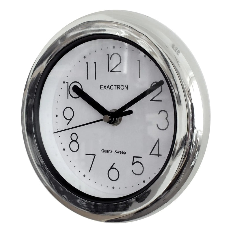 7" Round Silver Clock | Quartz Silent Sweep Non Ticking Movement | Table, Desk or Wall Mounted - tooltime.co.uk