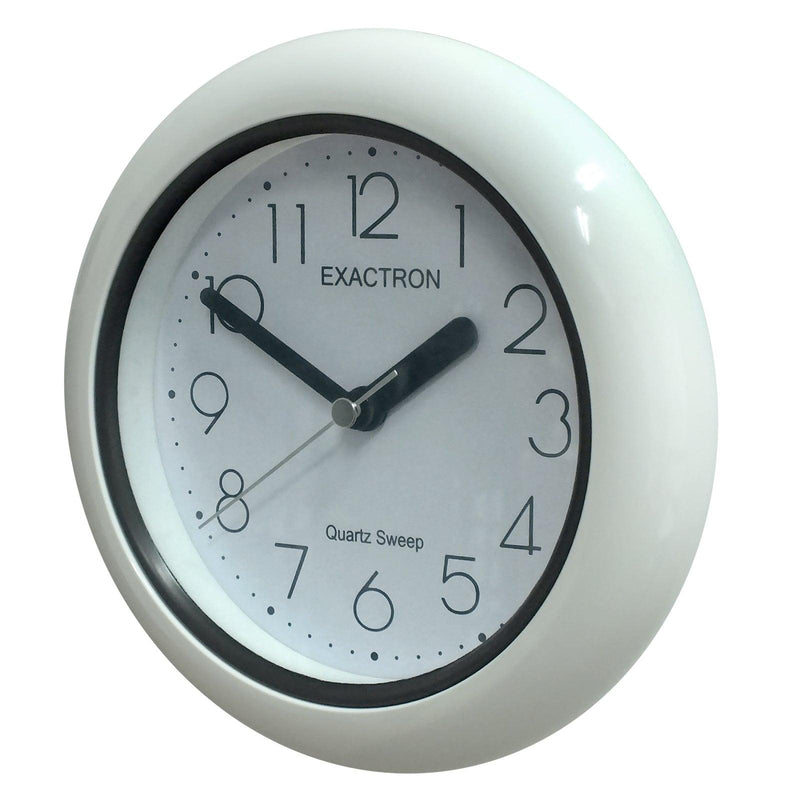 7" Round White Clock Quartz Silent Sweep Non Ticking Movement | Desk or Wall Mounted - tooltime.co.uk