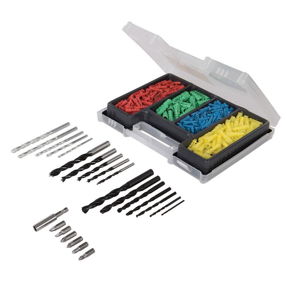 DRAPER 500W VARIABLE SPEED ELECTRIC HAMMER DRILL c/w 300PC BITS & WALL PLUGS SET-tooltime.co.uk