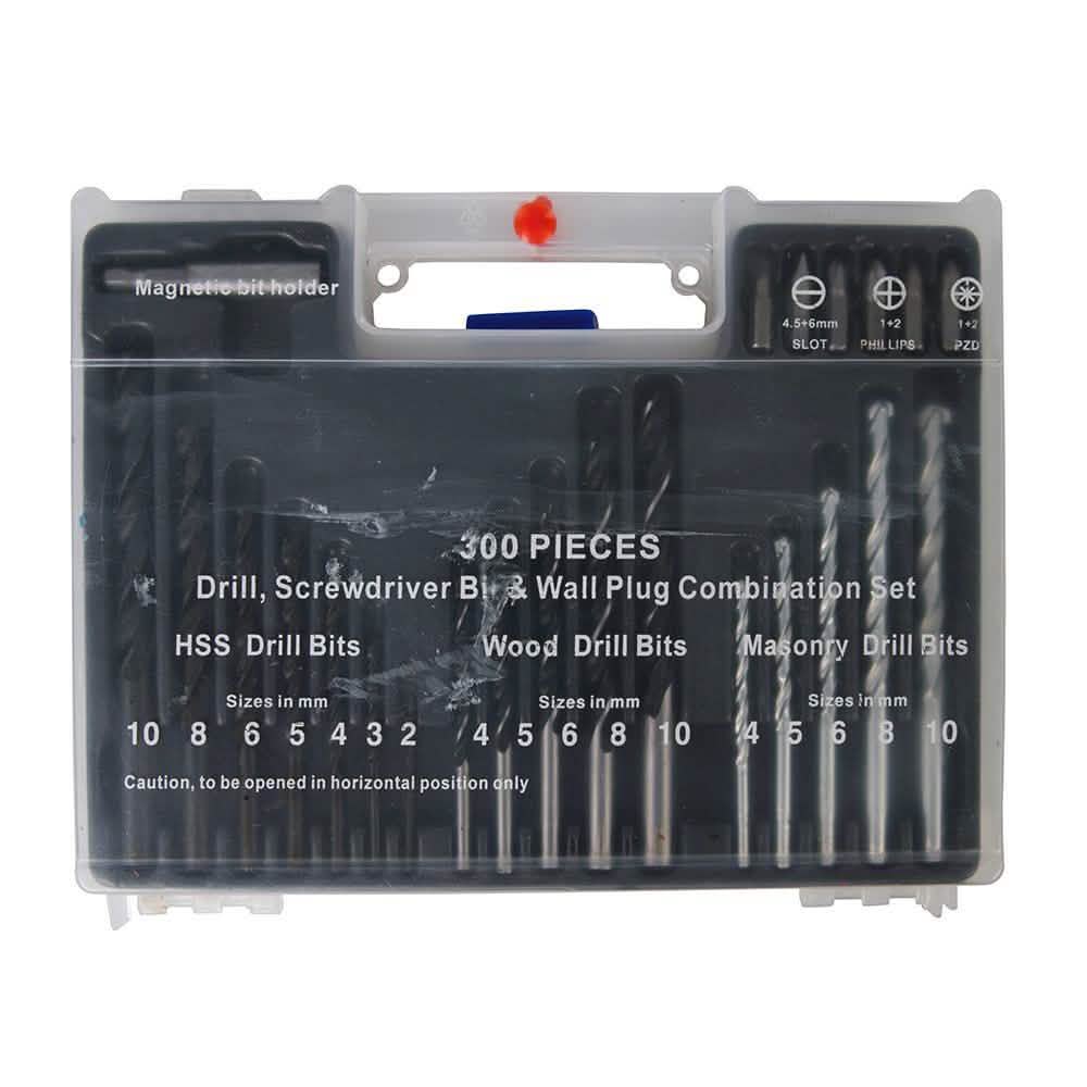 DRAPER 500W VARIABLE SPEED ELECTRIC HAMMER DRILL c/w 300PC BITS & WALL PLUGS SET-tooltime.co.uk
