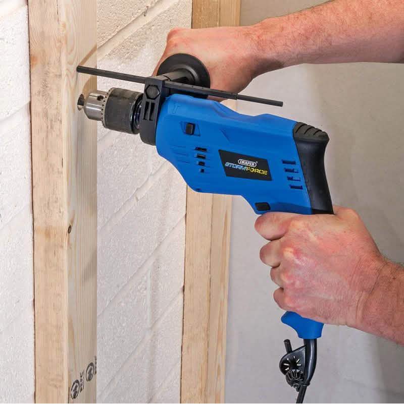 DRAPER 500W VARIABLE SPEED HAMMER DRILL WITH SIDE HANDLE & 13PC HSS BIT SET-tooltime.co.uk