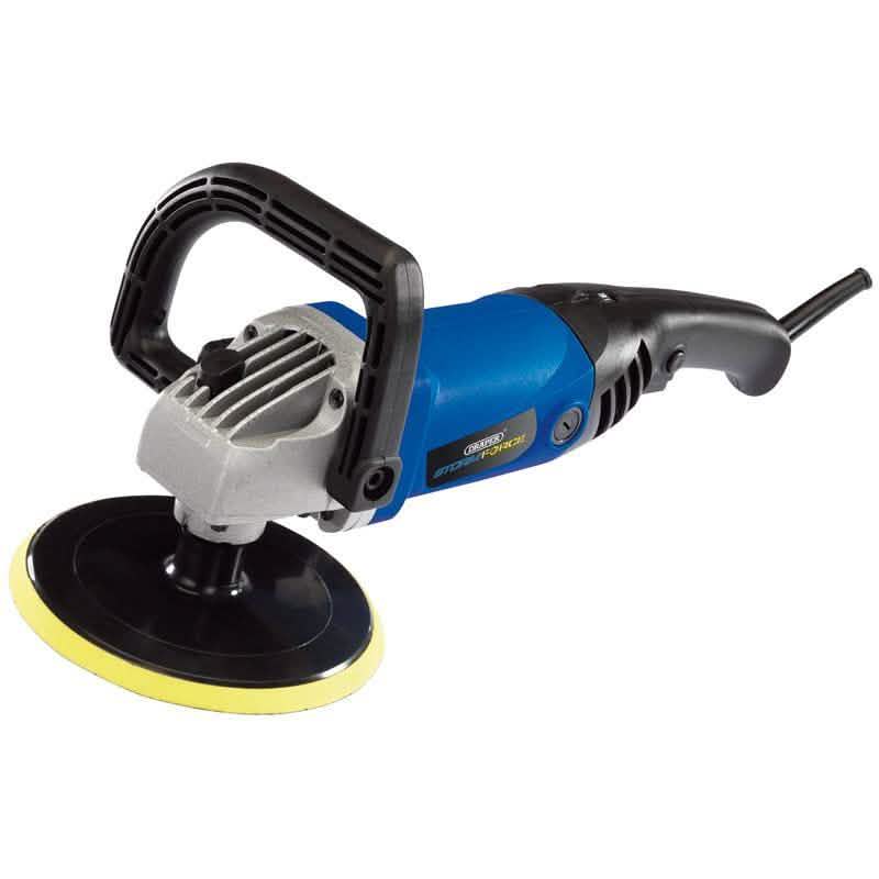 DRAPER 180mm ANGLE POLISHER BUFFER & SANDER PLUS 3PC SPONGE POLISHING HEADS KIT - tooltime.co.uk
