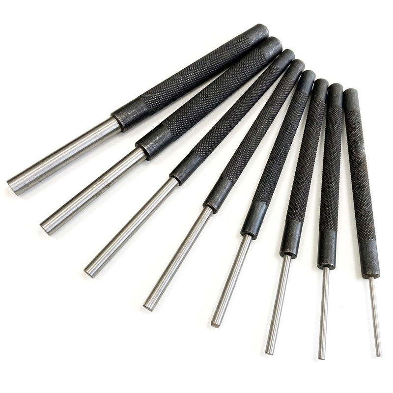 8pc Parallel Pin Punch Drift Set Hardened Steel Drifting Roll Punches - tooltime.co.uk