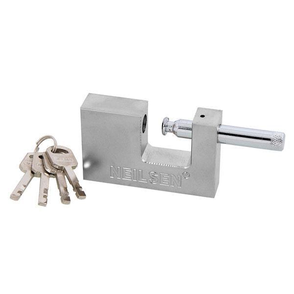 90mm Heavy Duty Steel Shutter Padlock + 4 Security Keys Shop Container Lock - tooltime.co.uk