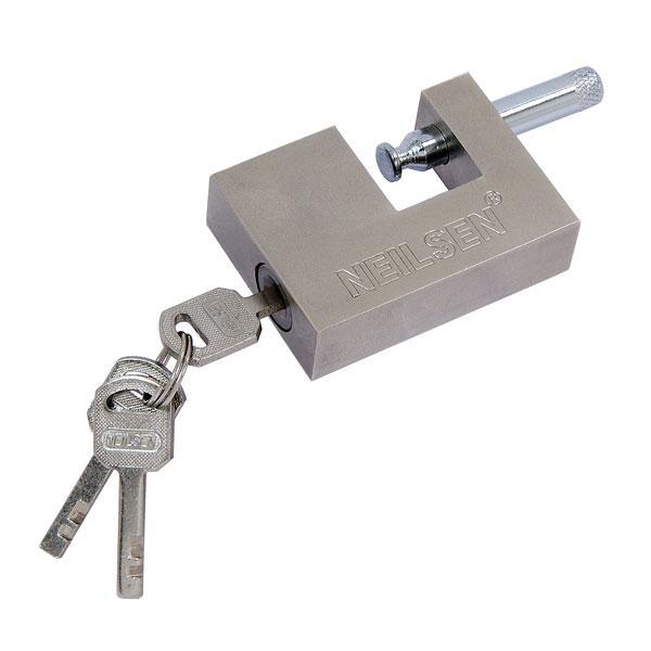 90mm Heavy Duty Steel Shutter Padlock + 4 Security Keys Shop Container Lock - tooltime.co.uk