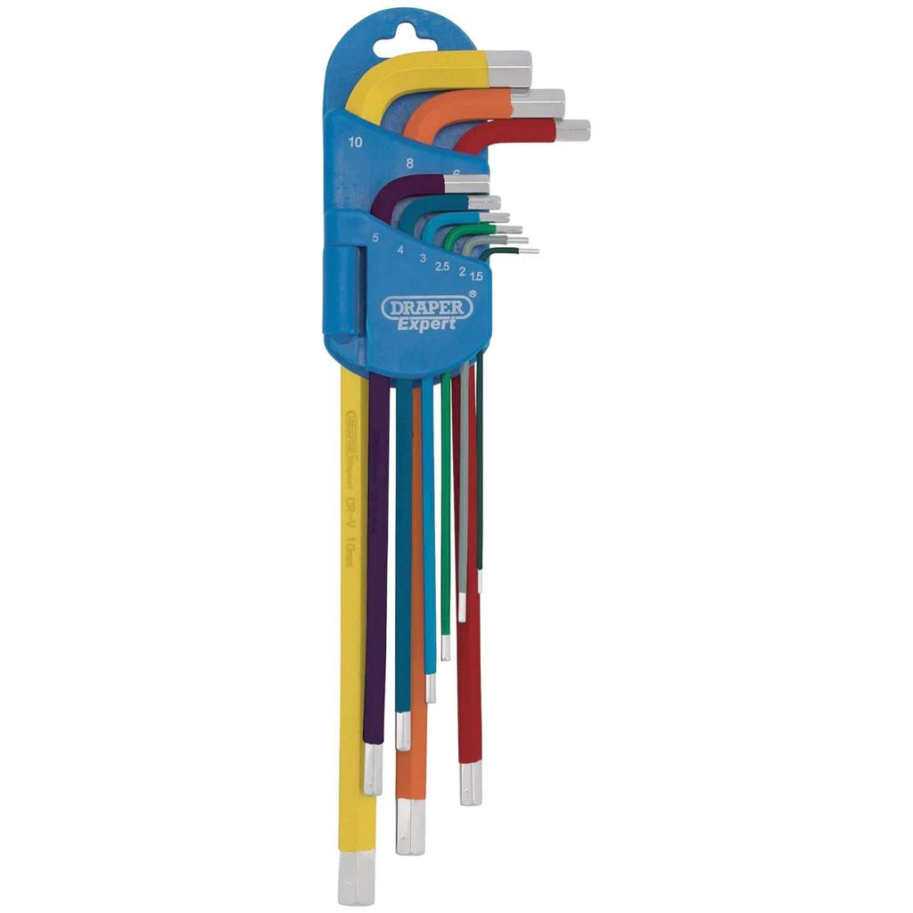 £6.99 9pc Metric Hex Key Set Extra Long Arm Colour Coded Allen Keys ...