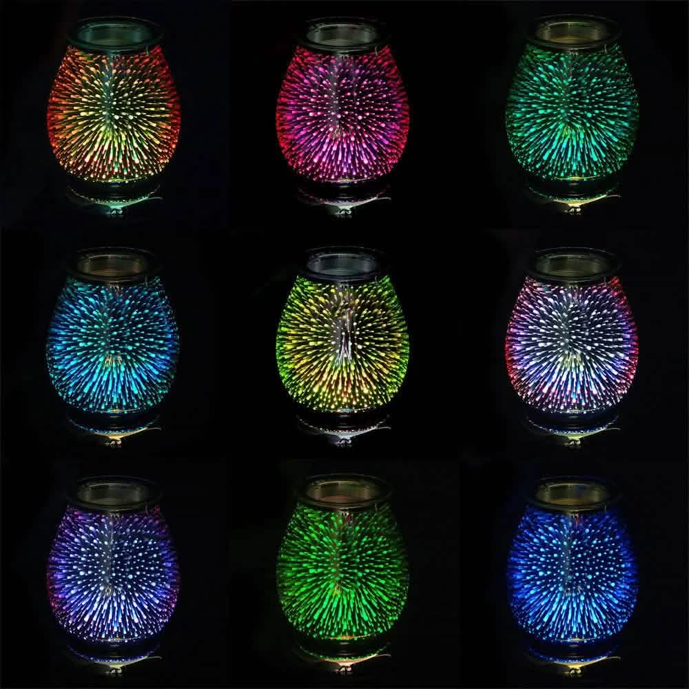 Aroma Electric Colour Changing LED Wax Melt Burner Tart Oil Warmer- 3D Firework - tooltime.co.uk