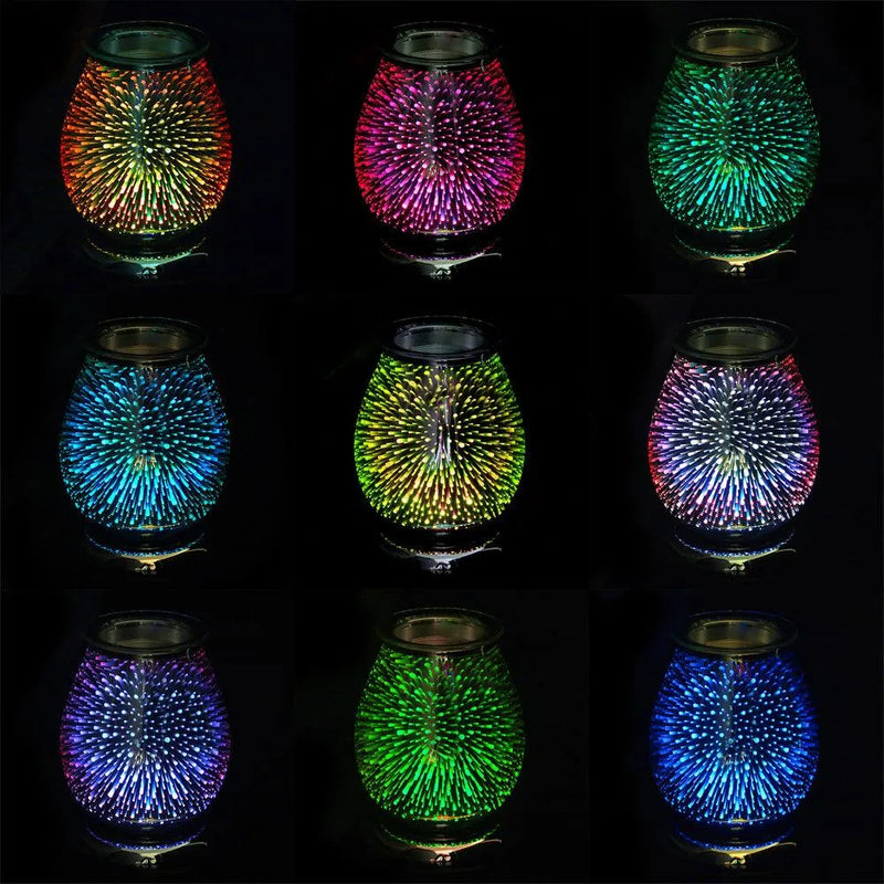 Aroma Electric Colour Changing LED Wax Melt Burner Tart Oil Warmer- 3D Firework - tooltime.co.uk