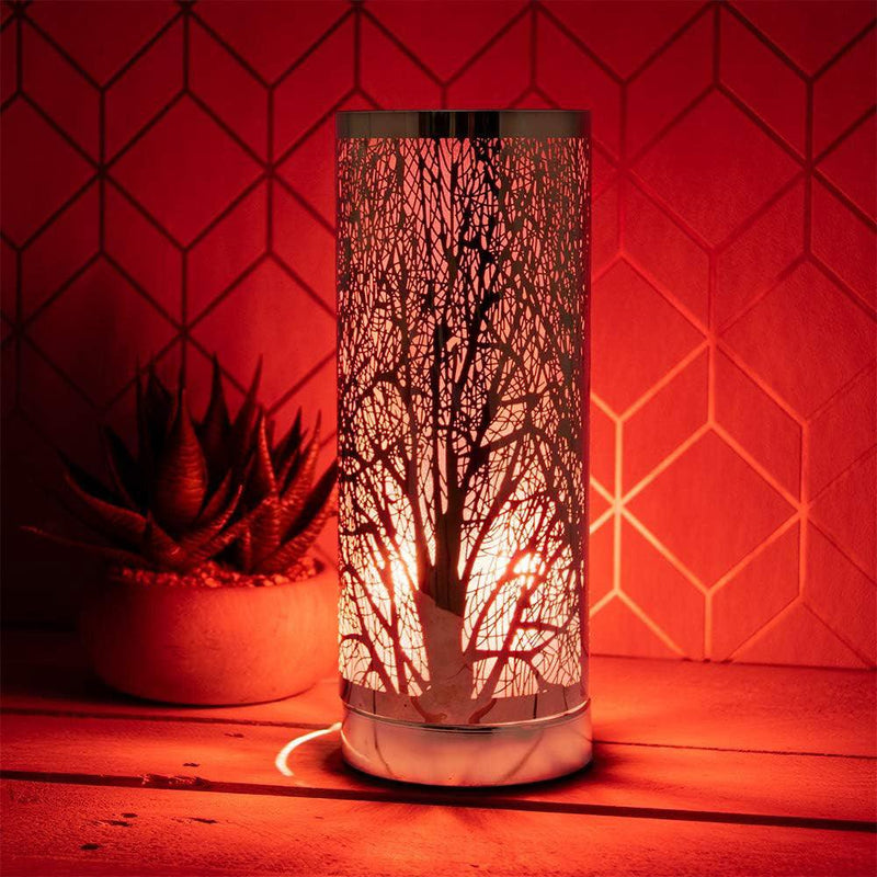 Aroma Fragrance Diffuser Touch Control Lamp | Essential Oil Burner and Wax Tart Warmer | Red Forest Silhouette Design - tooltime.co.uk