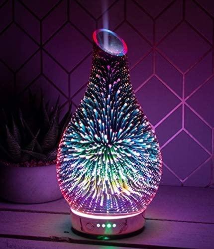 Aroma Lamp Humidifier - Scented Oil Diffuser - 3D Glass - Rose Gold - Multi Colour Led - tooltime.co.uk