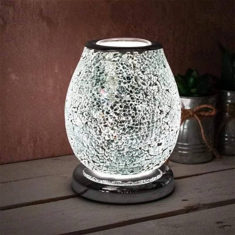 Aroma Lamp Oil Burner Wax Melt Multi Led Silver Mosaic - tooltime.co.uk