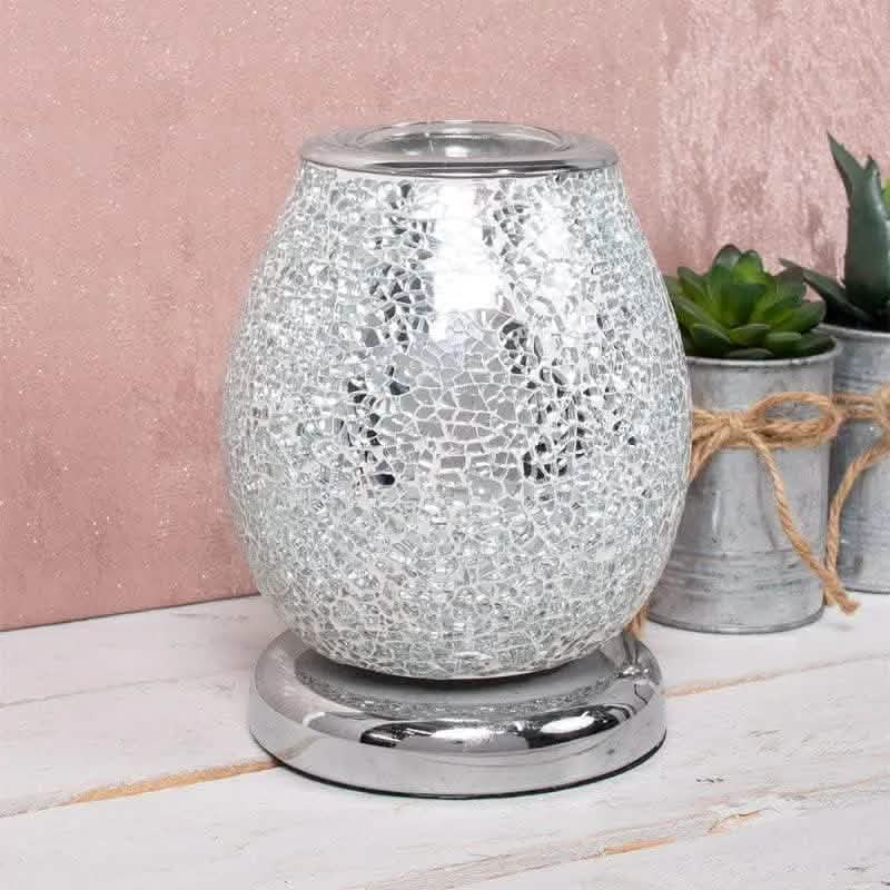 Aroma Lamp Oil Burner Wax Melt Multi Led Silver Mosaic - tooltime.co.uk