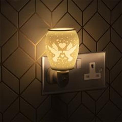Aroma Lamp Oil Burner Wax Melt Plug-In Night Light Lovebirds Ceramic - tooltime.co.uk