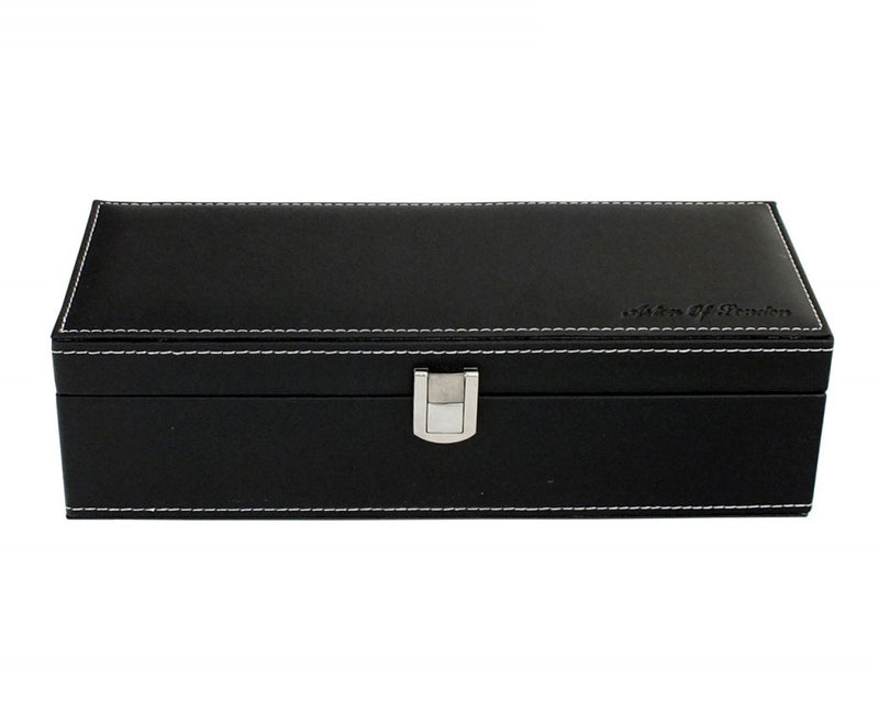 ASL MENS BLACK PU LEATHER 5 WATCH STORAGE BOX + GREY INTERIOR-tooltime.co.uk
