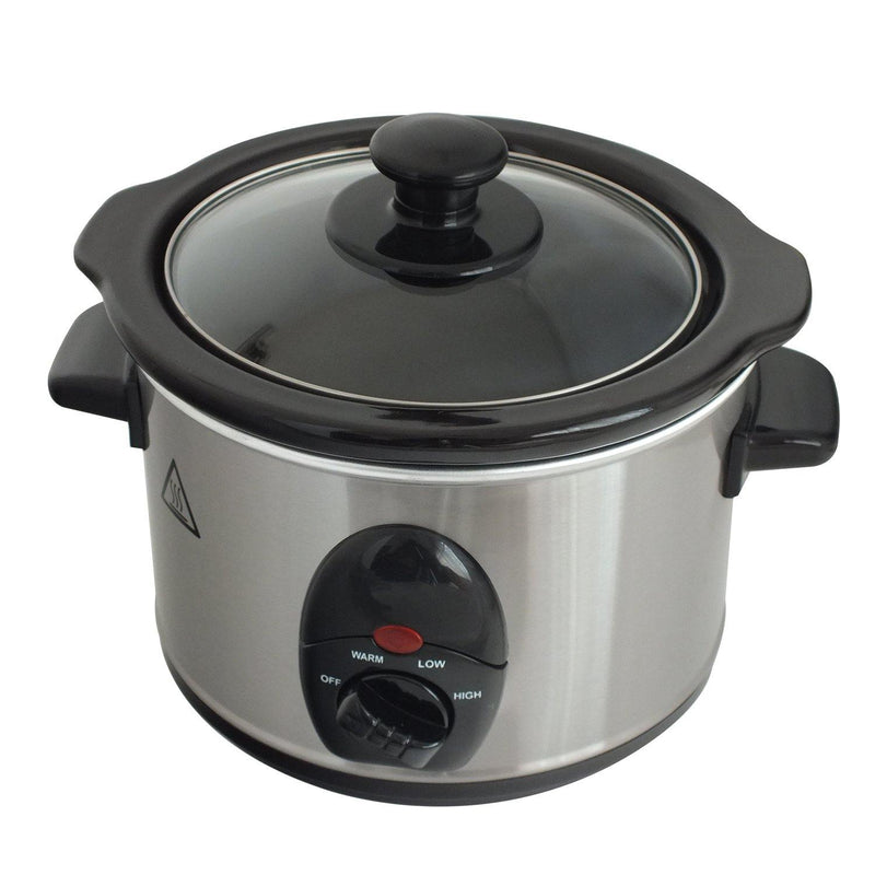 1.5L STAINLESS STEEL SLOW COOKER W/ DISHWASHER SAFE REMOVABLE CERAMIC BOWL 120W-tooltime.co.uk