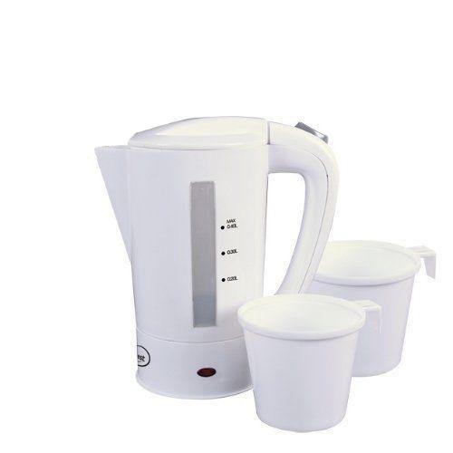 0.4L Dual Voltage Small Electric Travel Caravan Hotel Kettle + 2 Cups