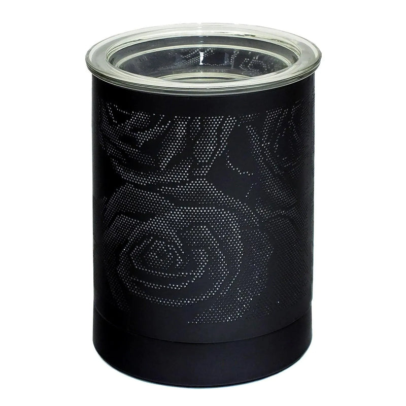 Black Oil Burner Wax Tart Melter Aroma Fragrance Diffuser Lamp Rose Design - tooltime.co.uk