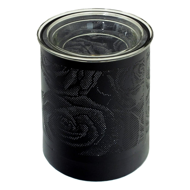 Black Oil Burner Wax Tart Melter Aroma Fragrance Diffuser Lamp Rose Design - tooltime.co.uk