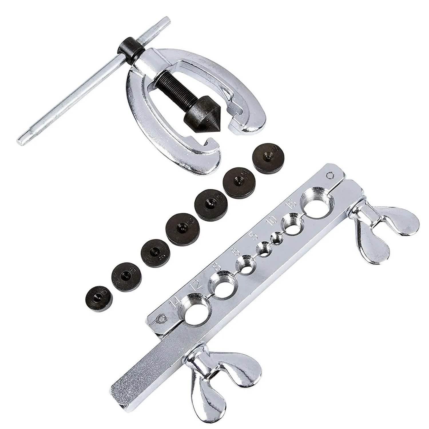 Brake Pipe Flaring Tool Kit 10pce Metric Copper Aluminium Tube Repair Set + Case - tooltime.co.uk
