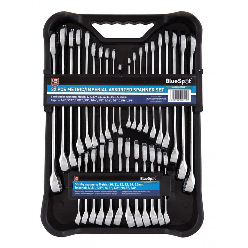 32 Pce Metric / Imperial Assorted Spanner Set Chrome Vanadium Lifetime Warranty
