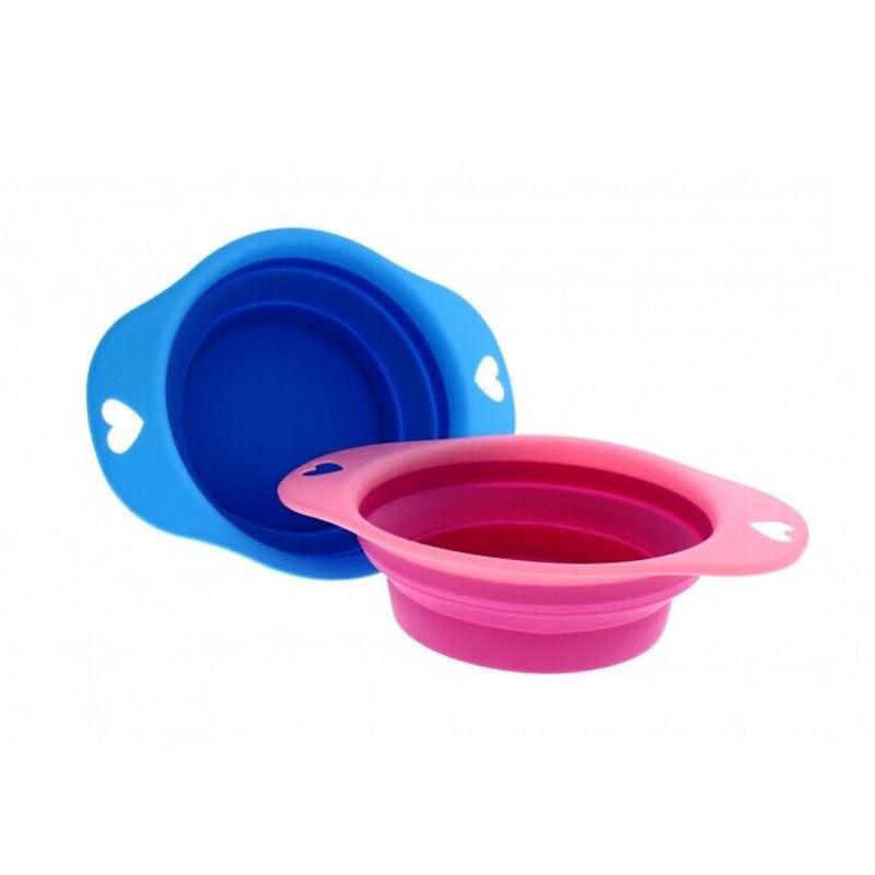 Collapsible Silicone Dog Bowl Blue or Pink - tooltime.co.uk