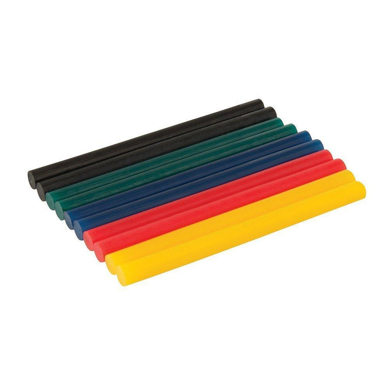 Colour Glue Sticks 7.2mm Red Green Blue Black Yellow Coloured (10 PACK) - tooltime.co.uk
