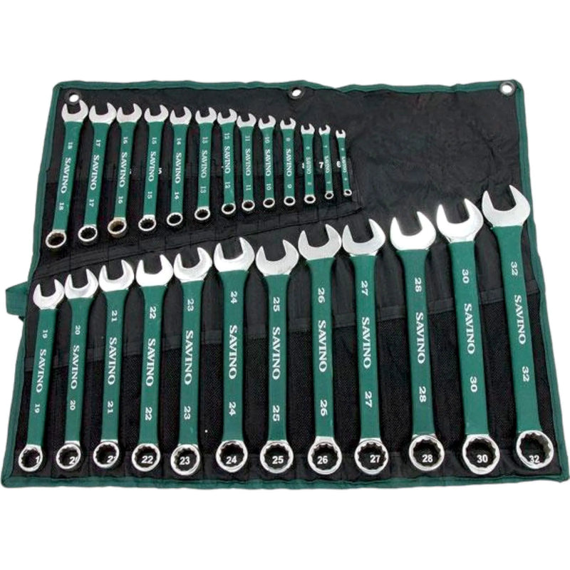 Combination Spanner Metric Set Soft Grip 6-32mm Open Ring + Roll 25pc - tooltime.co.uk