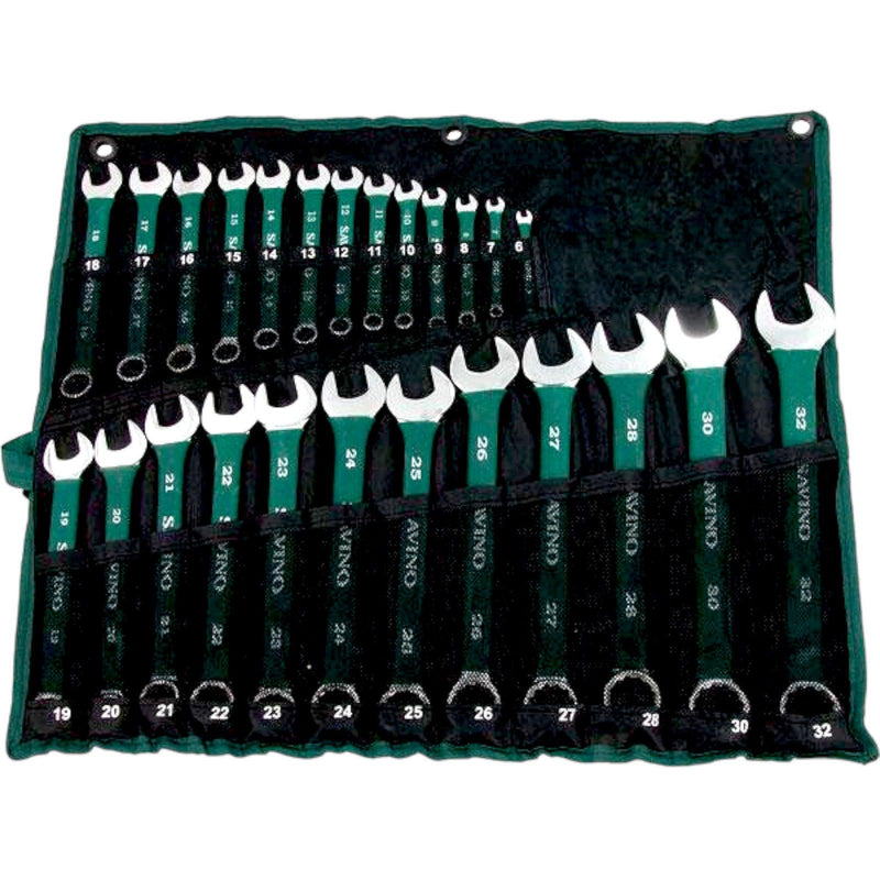 Combination Spanner Metric Set Soft Grip 6-32mm Open Ring + Roll 25pc - tooltime.co.uk