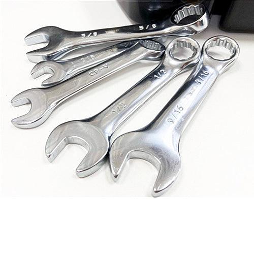 Combination Spanner Set Fully Polished Stubby Wrench Metric Imperial (32PC) - tooltime.co.uk