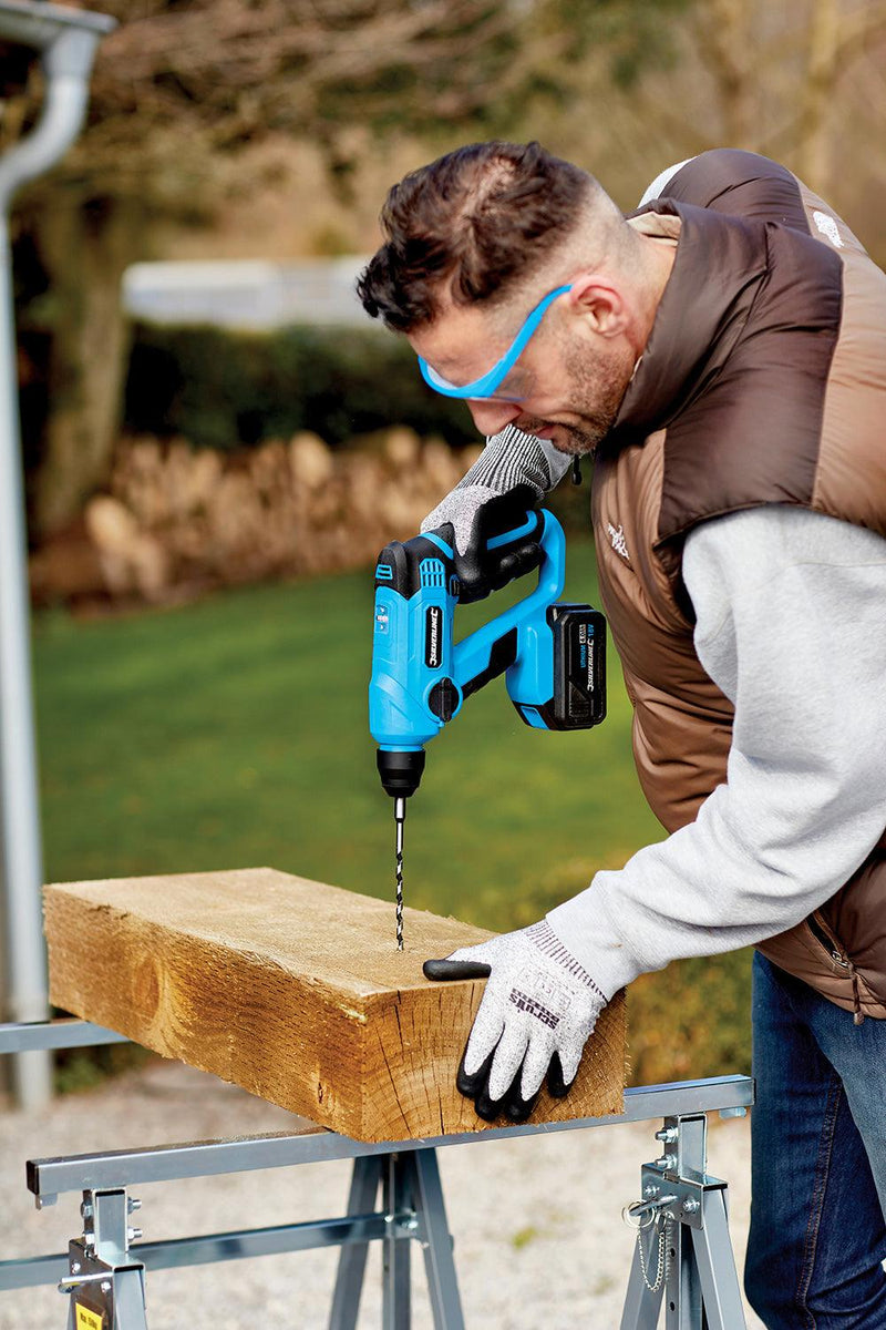 Cordless Hammer Drill 18V Electric SDS Plus 4Ah Li-ion Battery Silverline 949611 - tooltime.co.uk