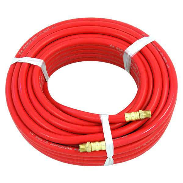 50Ft X 1/4" Bore Rubber Air Hose 15M Compressor Airline 1/4" Bsp Fittings 300Psi - tooltime.co.uk