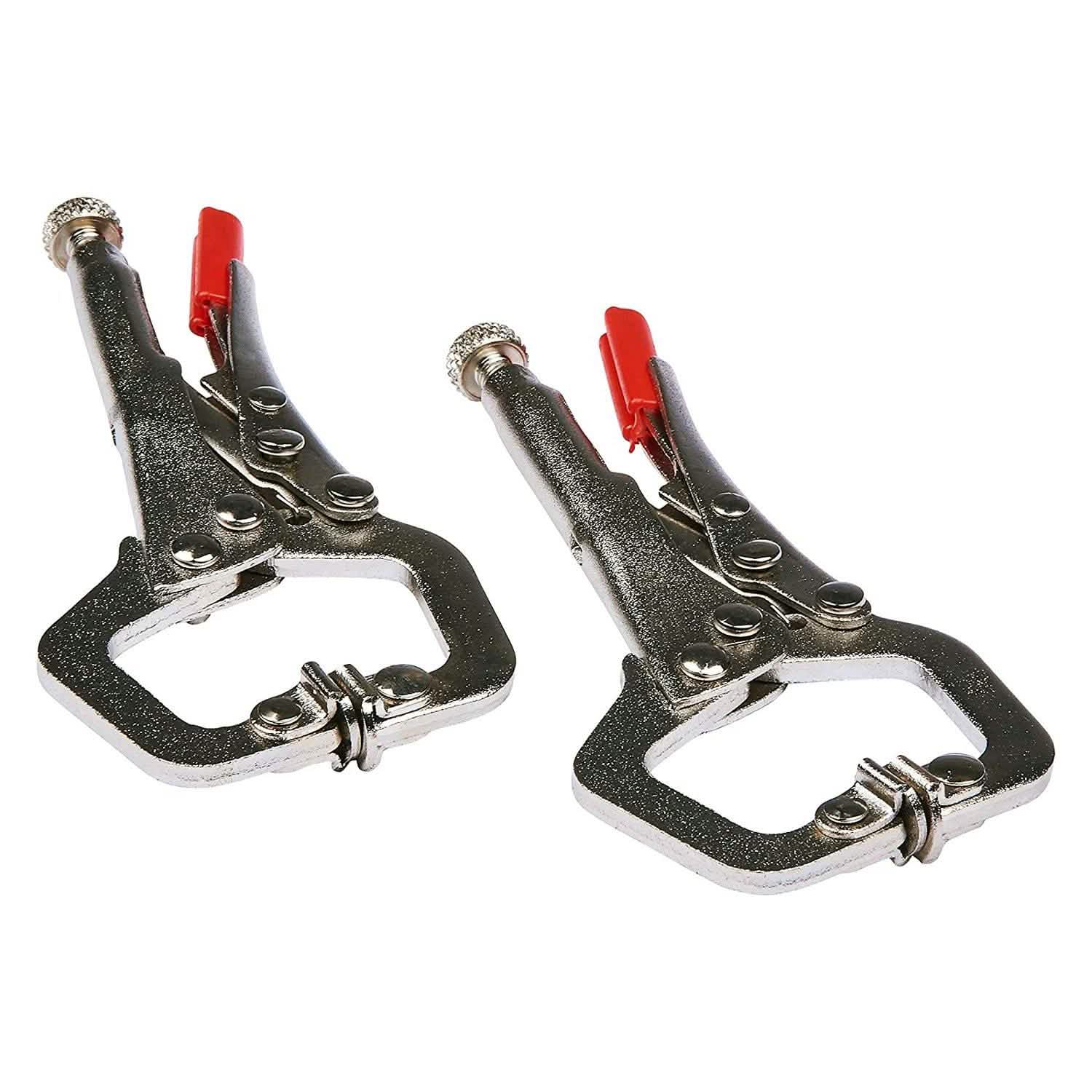 2PC MINI WELDING C CLAMPS MOLE VICE GRIP LOCKING PLIERS SHEET METAL WOODWORKING-tooltime.co.uk