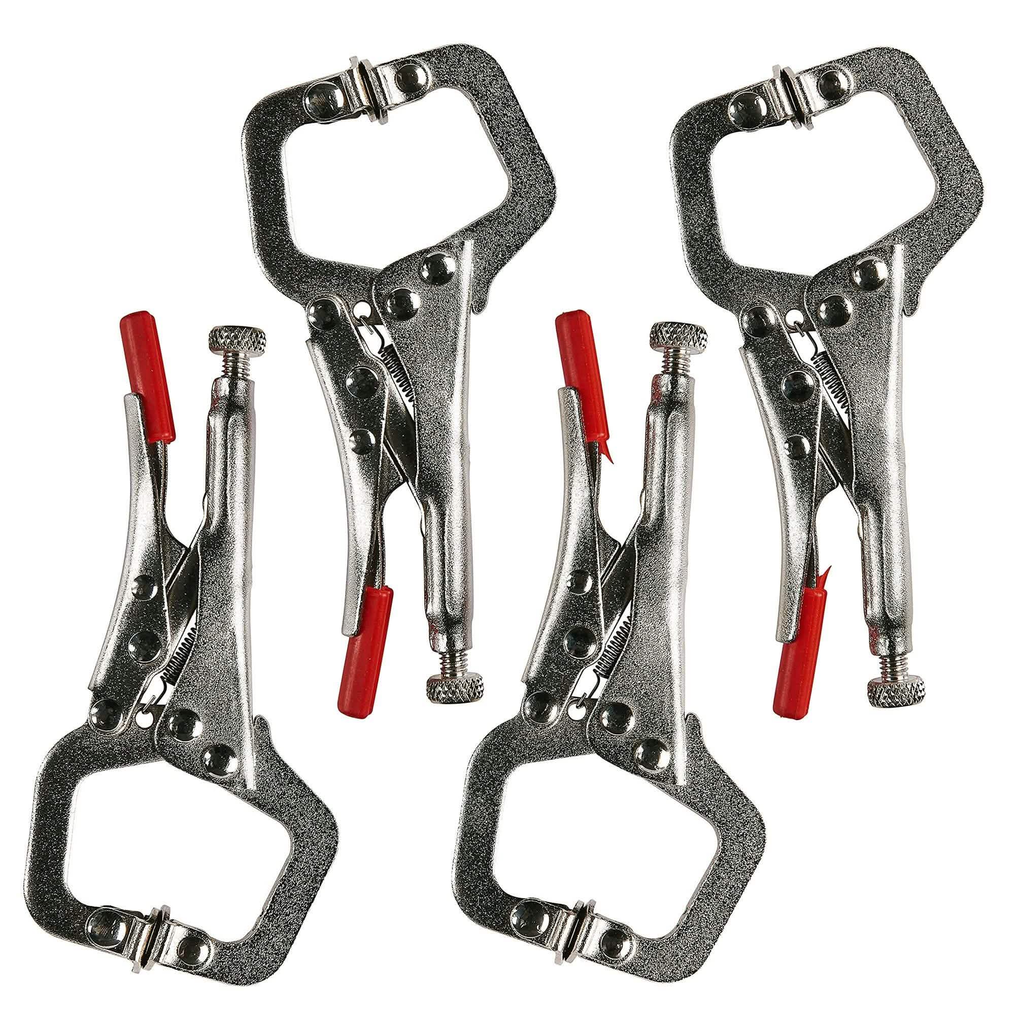 4PC MINI WELDING C CLAMPS MOLE VICE GRIP LOCKING PLIERS SHEET METAL WOODWORKING - tooltime.co.uk