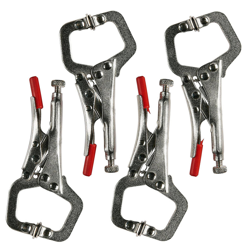 4PC MINI WELDING C CLAMPS MOLE VICE GRIP LOCKING PLIERS SHEET METAL WOODWORKING - tooltime.co.uk