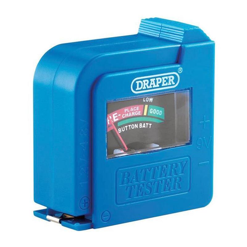 Draper 10209 Battery Power Level Tester | Tests 9V PP3, AAA, AA, C, D and Button Cell Batteries - tooltime.co.uk