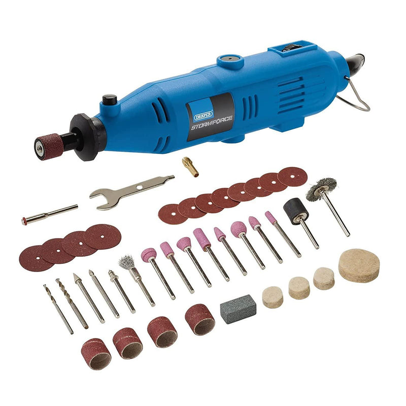 Draper 135W Rotary Multi-Tool 230V Multi Function Hobby Tool + 40pc Accessories - tooltime.co.uk