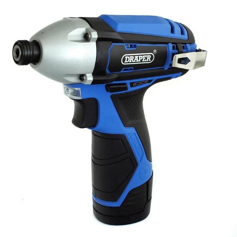 Draper 20847 Cordless Impact Driver Kit with Rechargeable 10.8V Li-ion Battery & 1hr Fast Charger - tooltime.co.uk