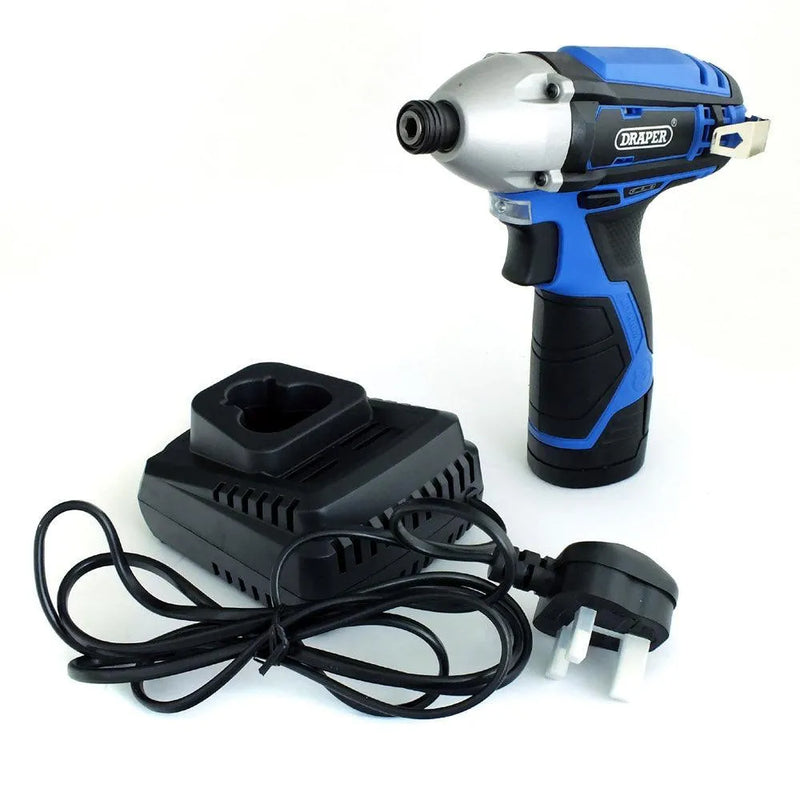 Draper 20847 Cordless Impact Driver Kit with Rechargeable 10.8V Li-ion Battery & 1hr Fast Charger - tooltime.co.uk